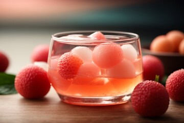 glass of red jelly (Lychee Jelly)