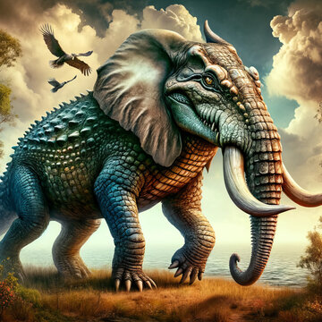 Majestic Crocodile-Elephant: The Savannah Titan