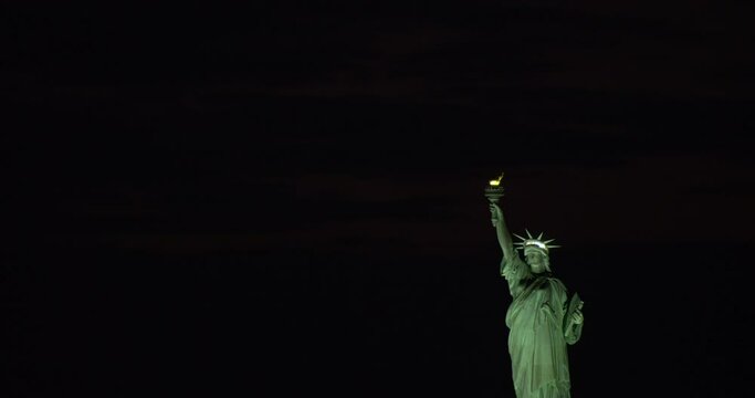 Statue of Liberty with Black Night Sky
