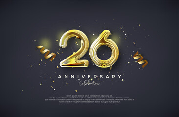Fototapeta na wymiar 26th Anniversary. With luxury glossy gold design. Premium vector for poster, banner, celebration greeting.