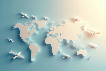 airplane flights on world map