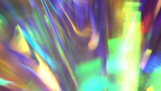 Light leaks effect background abstract animation. Rainbow colors lights sparkle through shiny crystal and prism. Lens light leaks flashing