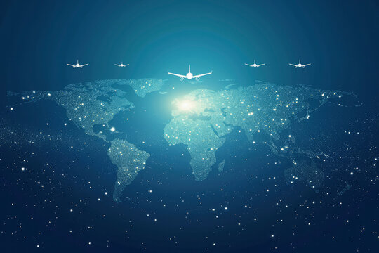 airplane flights on world map
