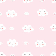 Adorable Hand-Drawn Cloud Cartoon Patterns - Seamless and Cute, Perfect for Children's Fashion, Prints, and Nursery Decor