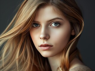 Fototapeta premium Luminous Blonde Beauty with Gentle Waves. Generative AI.