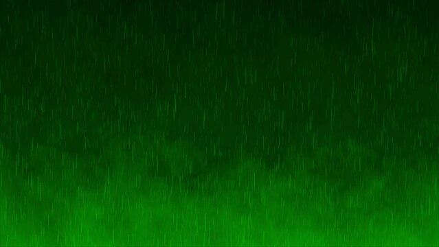 Rainfall animation overlay background motion graphics storm seamless raindrops falling thunderstorm overlay visual effect gradient dark green