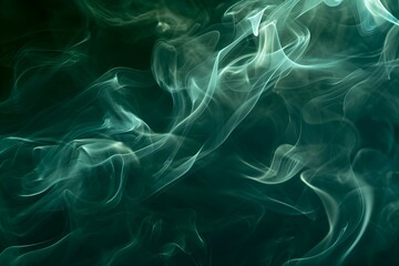 Abstract Green smoke on a dark background. Texture