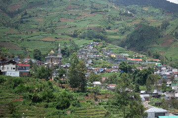 Fototapeta na wymiar Banjarnegara, January 10, 2024 beautiful view of the residential area