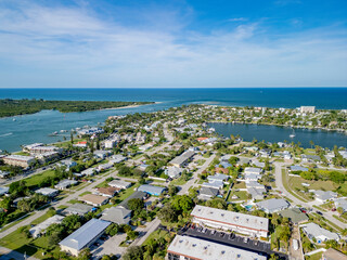 Beachside homes in the Fort Pierce area on South Hutchinson Island in St. Lucie County, Florida, USA. 