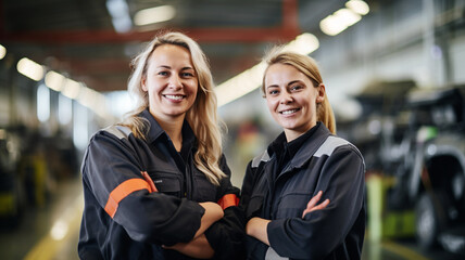 Women working at a car manufacturing plant