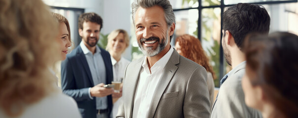 Businessman with colleagues in his office