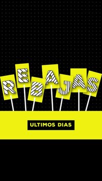 amarillo aviso rebajas letras movimiento sube y baja 