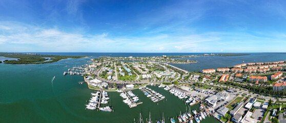 Fort pierce beachside residential homes and small boat harbor on the Treasure Coast of Florida in St. Lucie County	