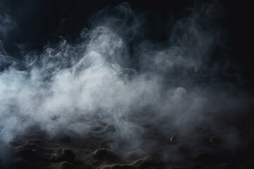 Fototapeta premium Defocused smoke on a dark Halloween background obscures foggy cement