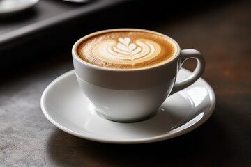Fototapeta premium Delicious hot coffee in a cup on the table