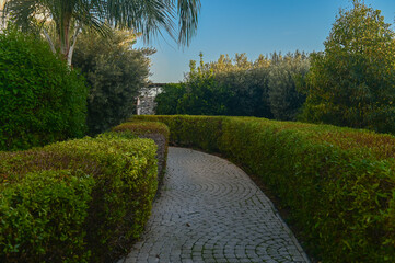green fence in a residential complex 1