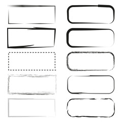 Hand drawn rectangular frames. Square frames set. Vector illustration. EPS 10.