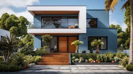 front door of a modern roadside house