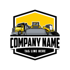 construction machine, Skid steer loader, bulldozer, truck company  logo vector image © Shenju