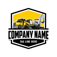 construction machine,  Skid steer loader, exavator, truck company  logo vector image