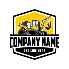 mini excavator, Skid steer loader company  logo vector image	