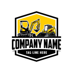 mini excavator, Skid steer loader company  logo vector image	
