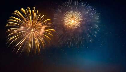 Fototapeta premium 夜空にあがる打ち上げ花火 花火大会イメージ Fireworks in the night sky. Fireworks display image.