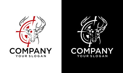 Deer hunting badge logo with a combination of shot
