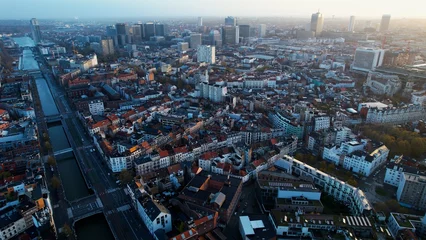 Foto op Aluminium  Aerial view around the city Brussels in Belgium on a sunny morning in late autumn. © Simona