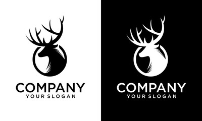 Creative deer head circle logo icon design vector