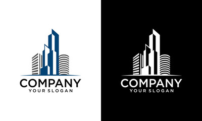 Creative Building logo for construction company, printing with modern concept Premium Vector. Real Estate Logo, house logo and building logo icon. design template vector illustration