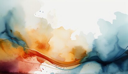 A abstract painting background, Watercolor border isolated on white, artistic background from AI Generative