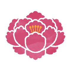 牡丹の水彩イラスト