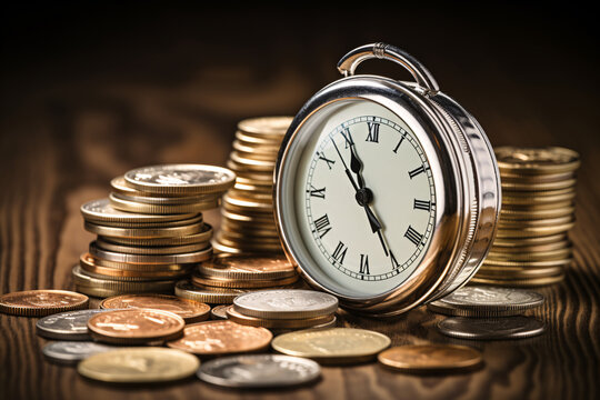時計とコイン投資のイメージ