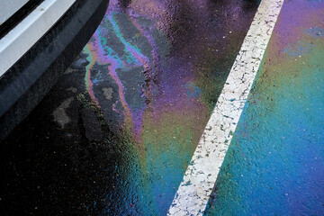 Slick industry oil fuel spilling water pollution.