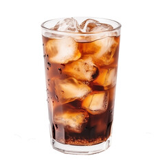 Cola with ice on a white background 