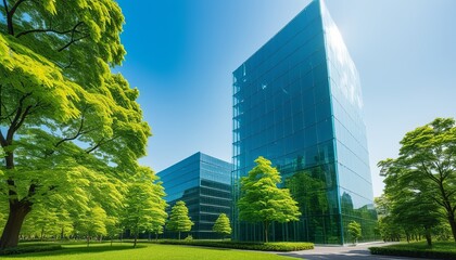 Sustainable Glass Office Building: Reducing Heat and CO2