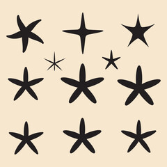 Fototapeta na wymiar starfish set black silhouette vector Clip art