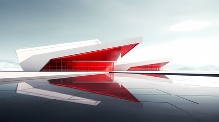 Abstract polygonal and glass building exterior design