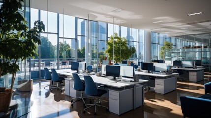 Elegant modern office. open workplace.