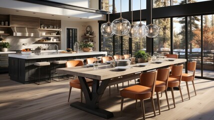 Modern home dining room with elegant place settings