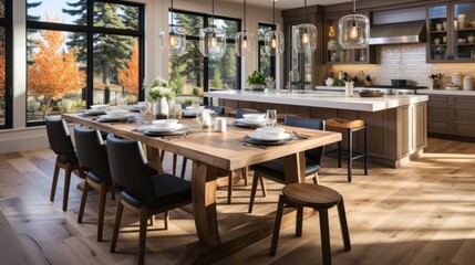 Modern home dining room with elegant place settings