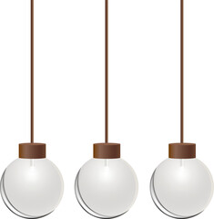 Hanging light bulb on transparent, png. glowing  light bulbs. Design elements.