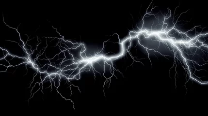 Zelfklevend Fotobehang Lightning bolt on black background. Arc Flash.  © touchedbylight