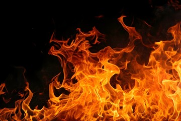 Fototapeta premium Fire isolated over black background