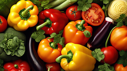 Fototapeta na wymiar Nutrient Food background with assortment of fresh organic vegetables