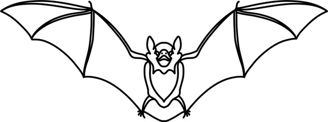 Flying Bat Outline Vector Illustration