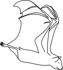 Flying Bat Outline Vector Illustration