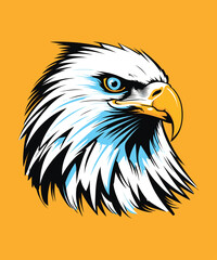 Eagle head vector illustration on orange background Eagle head mascot