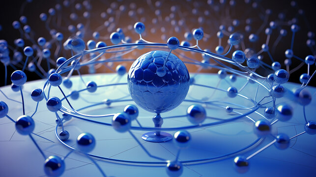 academic atom. An atomic structure model . 3D rendered symbolizing the elemental nature of knowledge